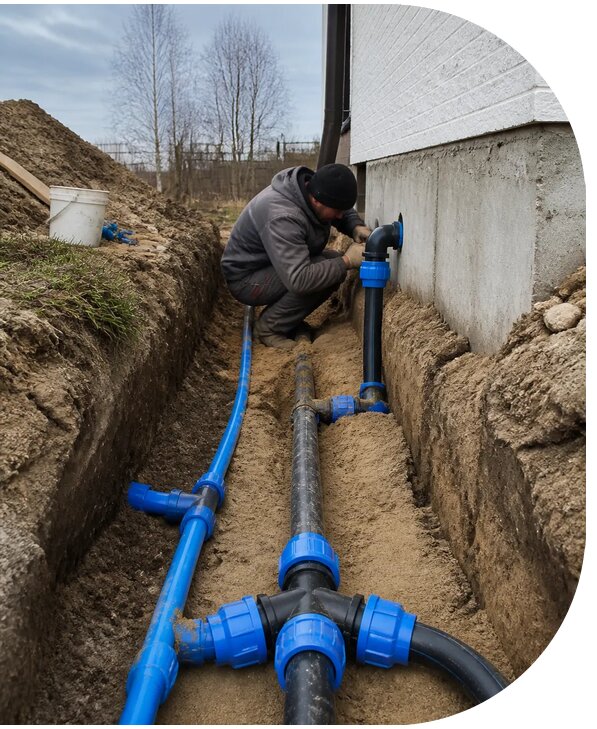 Монтаж наружного водопровода на участке под ключ в Донском
